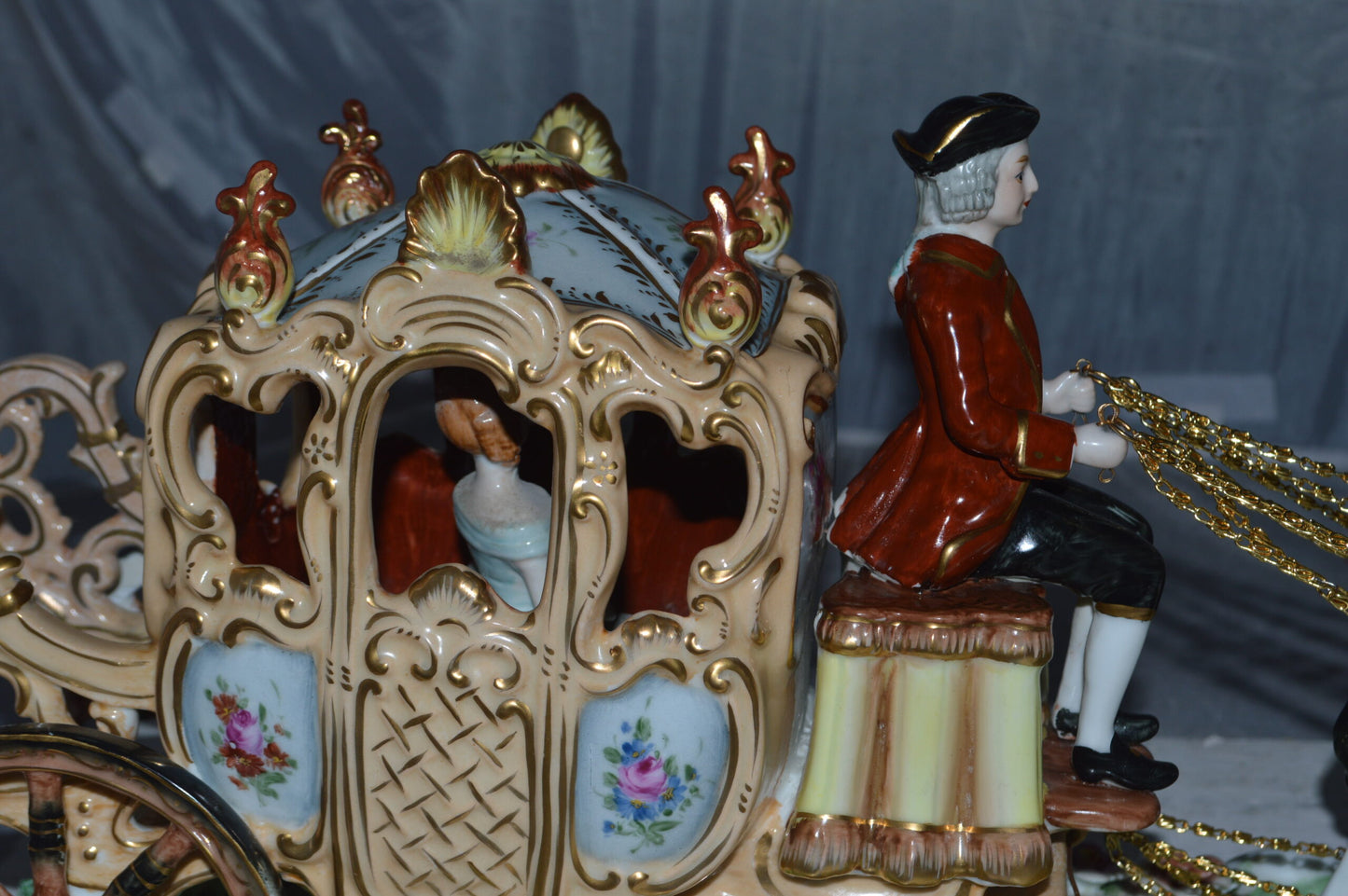 Porcelain Carriage with Princess -  Size: 32"L x 10"W x 11"H.