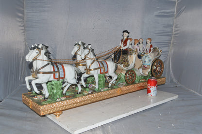 Porcelain Carriage with 4 young Girls Drinking Tea -  Size: 41"L x 10"W x 18"H.