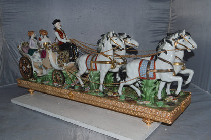 Porcelain Carriage with 4 young Girls Drinking Tea -  Size: 41"L x 10"W x 18"H.