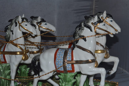 Porcelain Carriage with 4 young Girls Drinking Tea -  Size: 41"L x 10"W x 18"H.