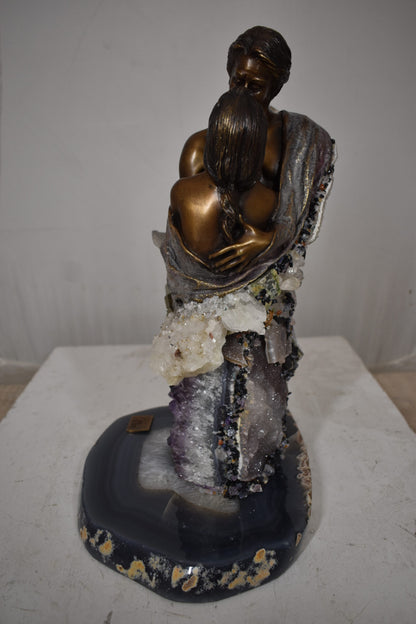 The Kiss Bronze Statue With amethyst stones - Vidal Collection 12" x 9" x 17"H