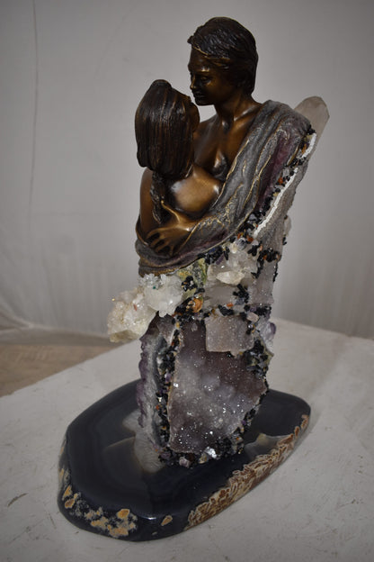 The Kiss Bronze Statue With amethyst stones - Vidal Collection 12" x 9" x 17"H