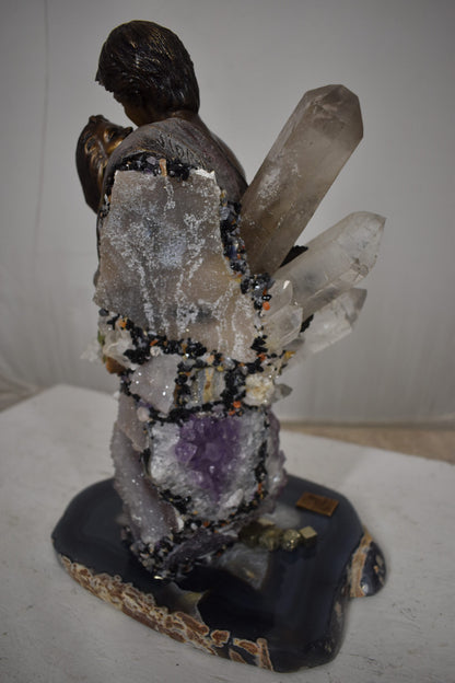 The Kiss Bronze Statue With amethyst stones - Vidal Collection 12" x 9" x 17"H