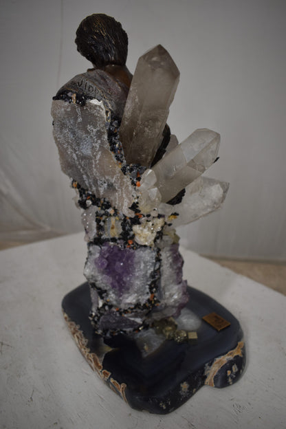 The Kiss Bronze Statue With amethyst stones - Vidal Collection 12" x 9" x 17"H