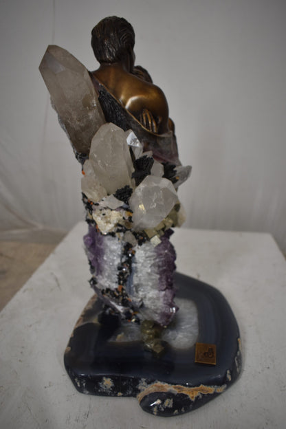 The Kiss Bronze Statue With amethyst stones - Vidal Collection 12" x 9" x 17"H