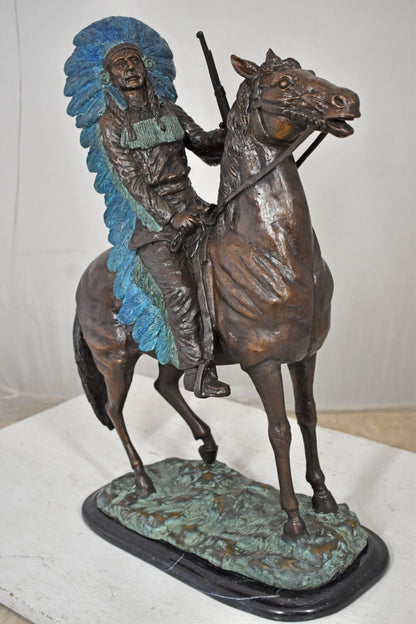 Indian man on his horse Bronze Statue Size: 18" x 8" x 23"H