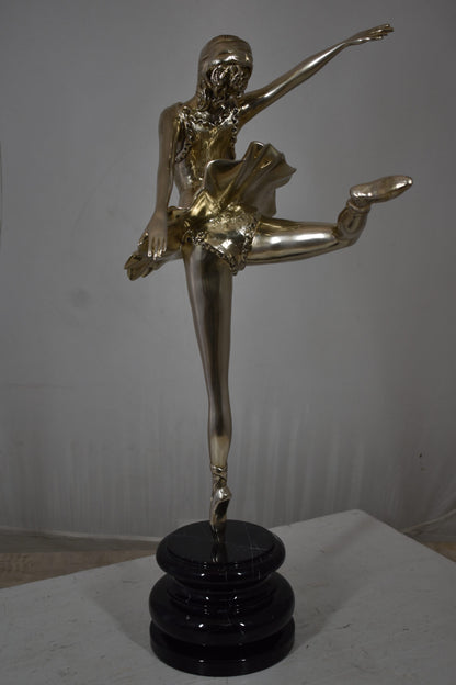 Ballerina Bronze Statue in Silver Finish Size: 14" x 15" x 28"H