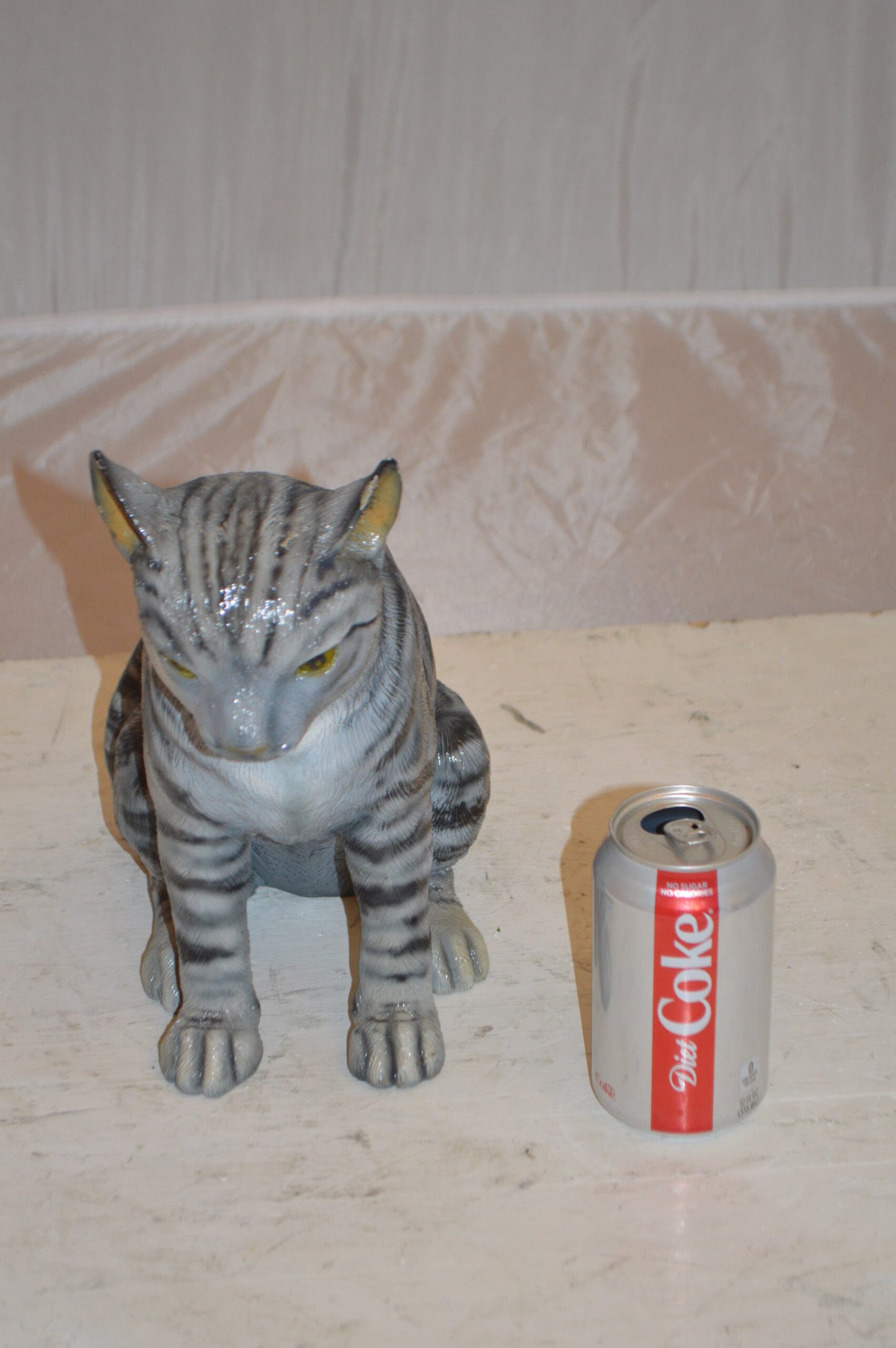Sitting Cat Bronze Statue – Hand-Finished Polychrome Enamel Sculpture, 11"L x 6"W x 11"H, 8 lbs