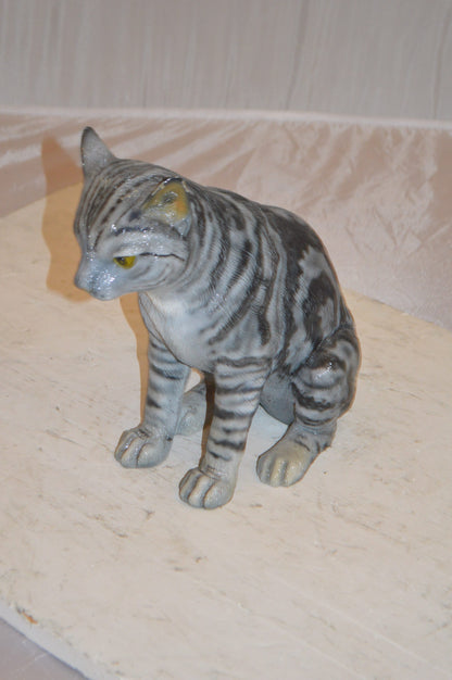Sitting Cat Bronze Statue – Hand-Finished Polychrome Enamel Sculpture, 11"L x 6"W x 11"H, 8 lbs