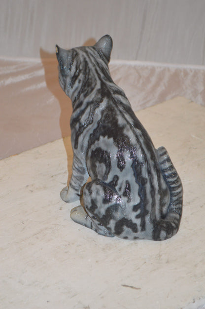 Sitting Cat Bronze Statue – Hand-Finished Polychrome Enamel Sculpture, 11"L x 6"W x 11"H, 8 lbs