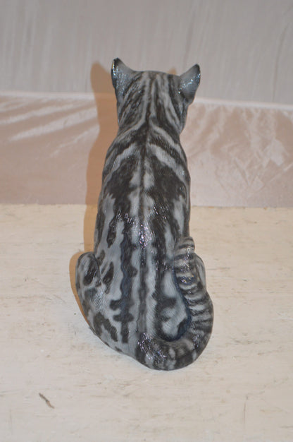 Sitting Cat Bronze Statue – Hand-Finished Polychrome Enamel Sculpture, 11"L x 6"W x 11"H, 8 lbs