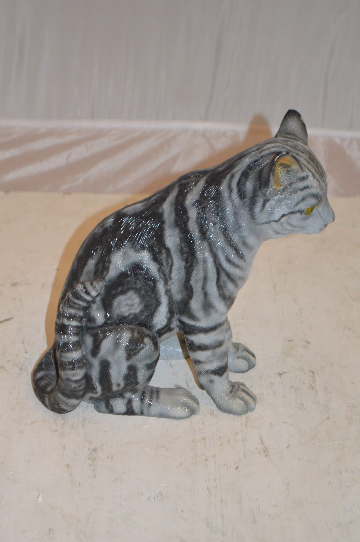 Sitting Cat Bronze Statue – Hand-Finished Polychrome Enamel Sculpture, 11"L x 6"W x 11"H, 8 lbs