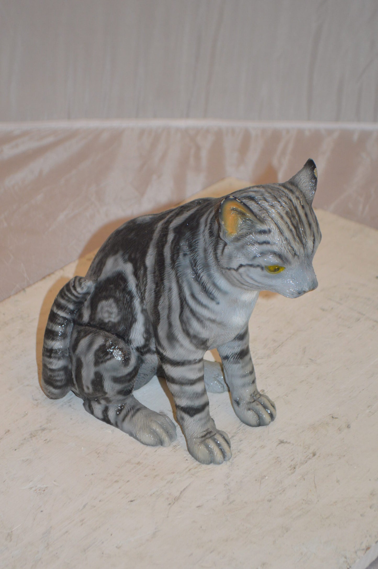 Sitting Cat Bronze Statue – Hand-Finished Polychrome Enamel Sculpture, 11"L x 6"W x 11"H, 8 lbs