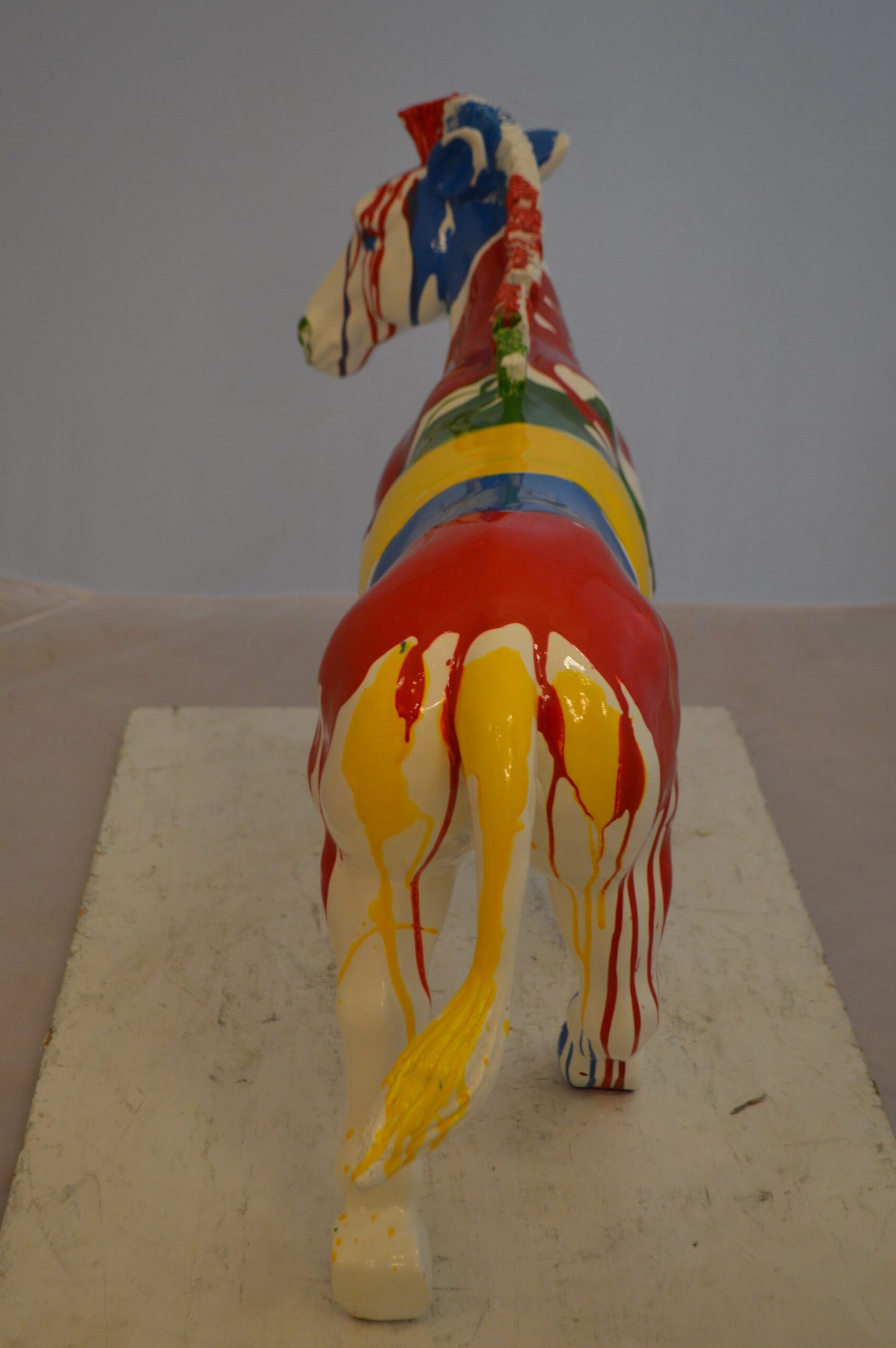 Modern Art Colored Zebra Resin Statue -  Size: 29"L x 12"W x 22"H.
