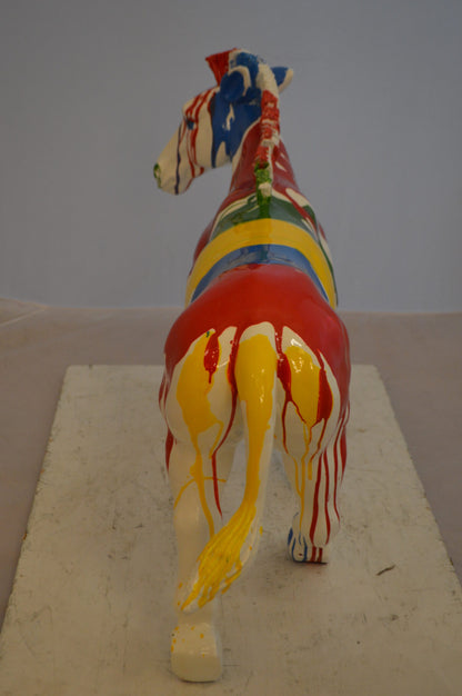 Modern Art Colored Zebra Resin Statue -  Size: 29"L x 12"W x 22"H.