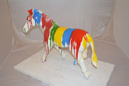 Modern Art Colored Zebra Resin Statue -  Size: 29"L x 12"W x 22"H.
