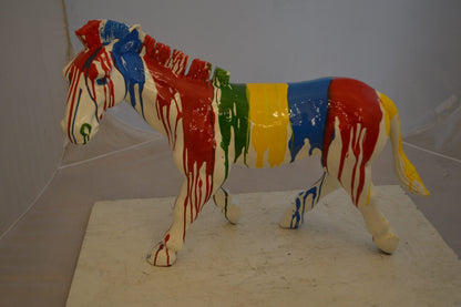 Modern Art Colored Zebra Resin Statue -  Size: 29"L x 12"W x 22"H.
