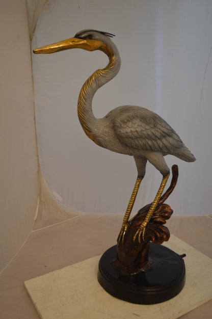 Crane Bronze Statue Fountain -  Size: 29"L x 13"W x 42"H.