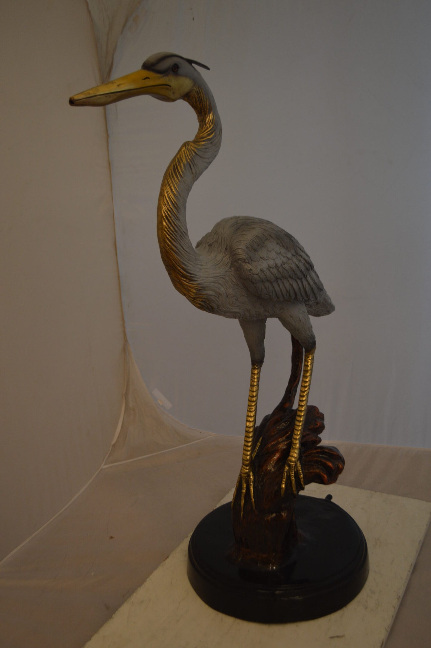 Crane Bronze Statue Fountain -  Size: 29"L x 13"W x 42"H.