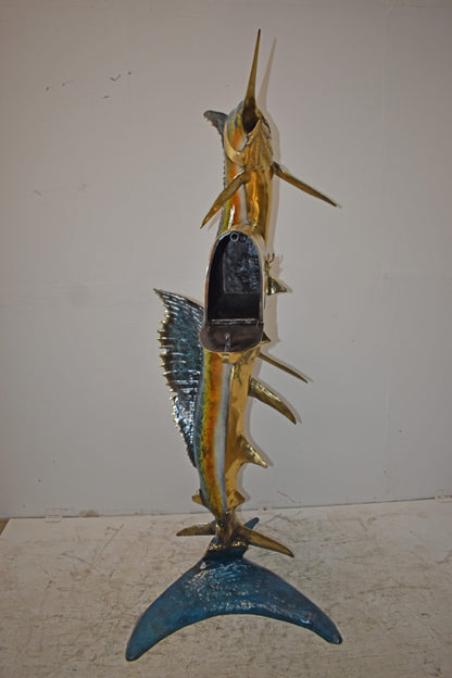 Sailfish and marlin fish Bronze Statue - mailbox Size: 29" x 35" x 77"H