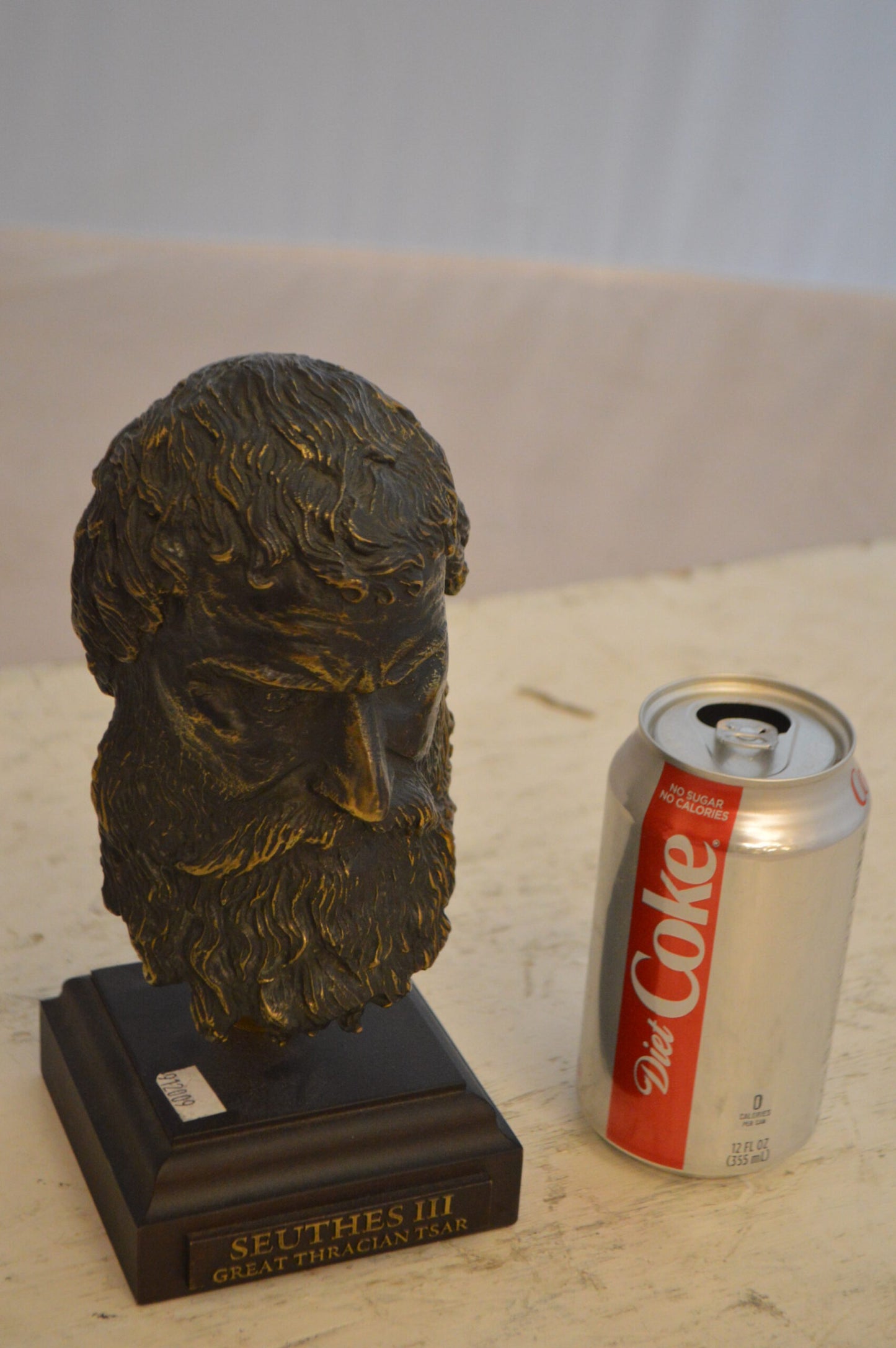 Bronze Head Of King Seuthes III -  Size: 4"L x 4"W x 9"H.