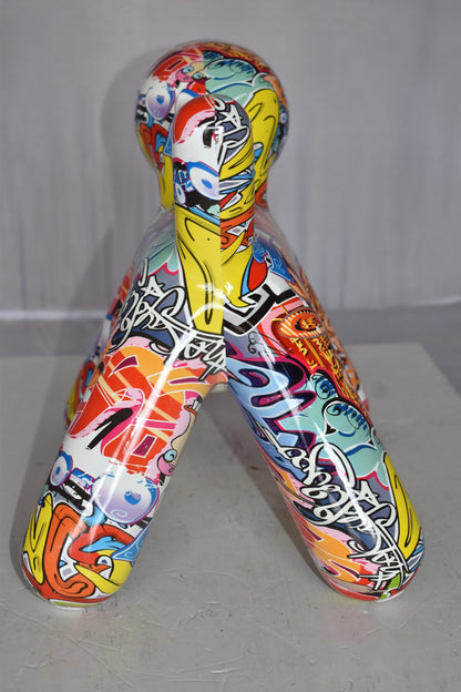 Modern Looking Graffiti Dog Statue Made of Resin Size: 16" x 10" x 14"H