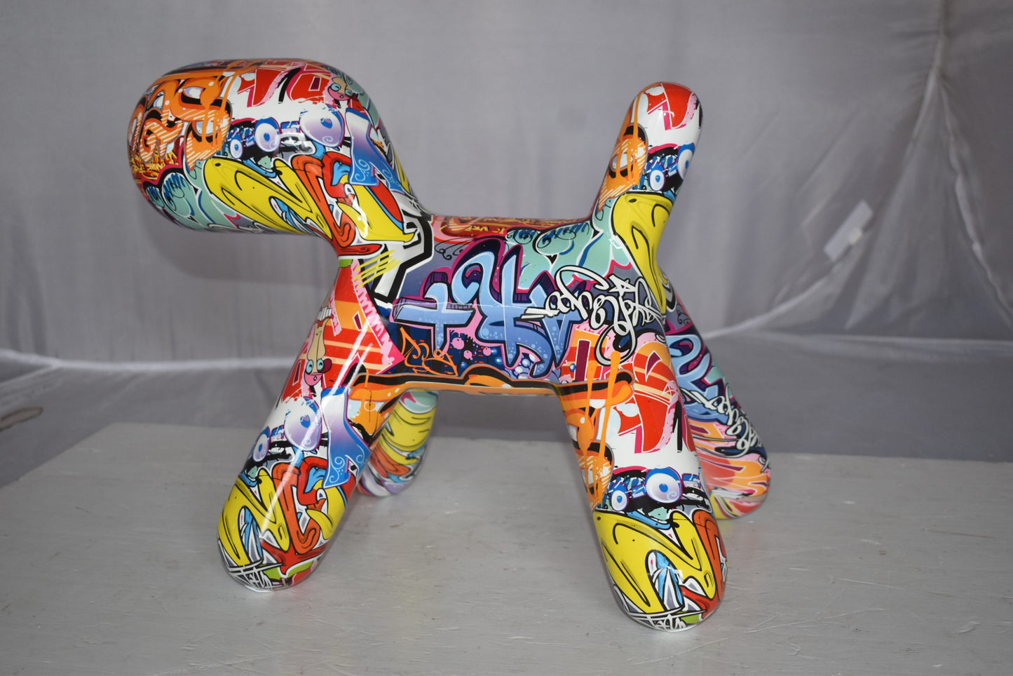 Modern Looking Graffiti Dog Statue Made of Resin Size: 16" x 10" x 14"H