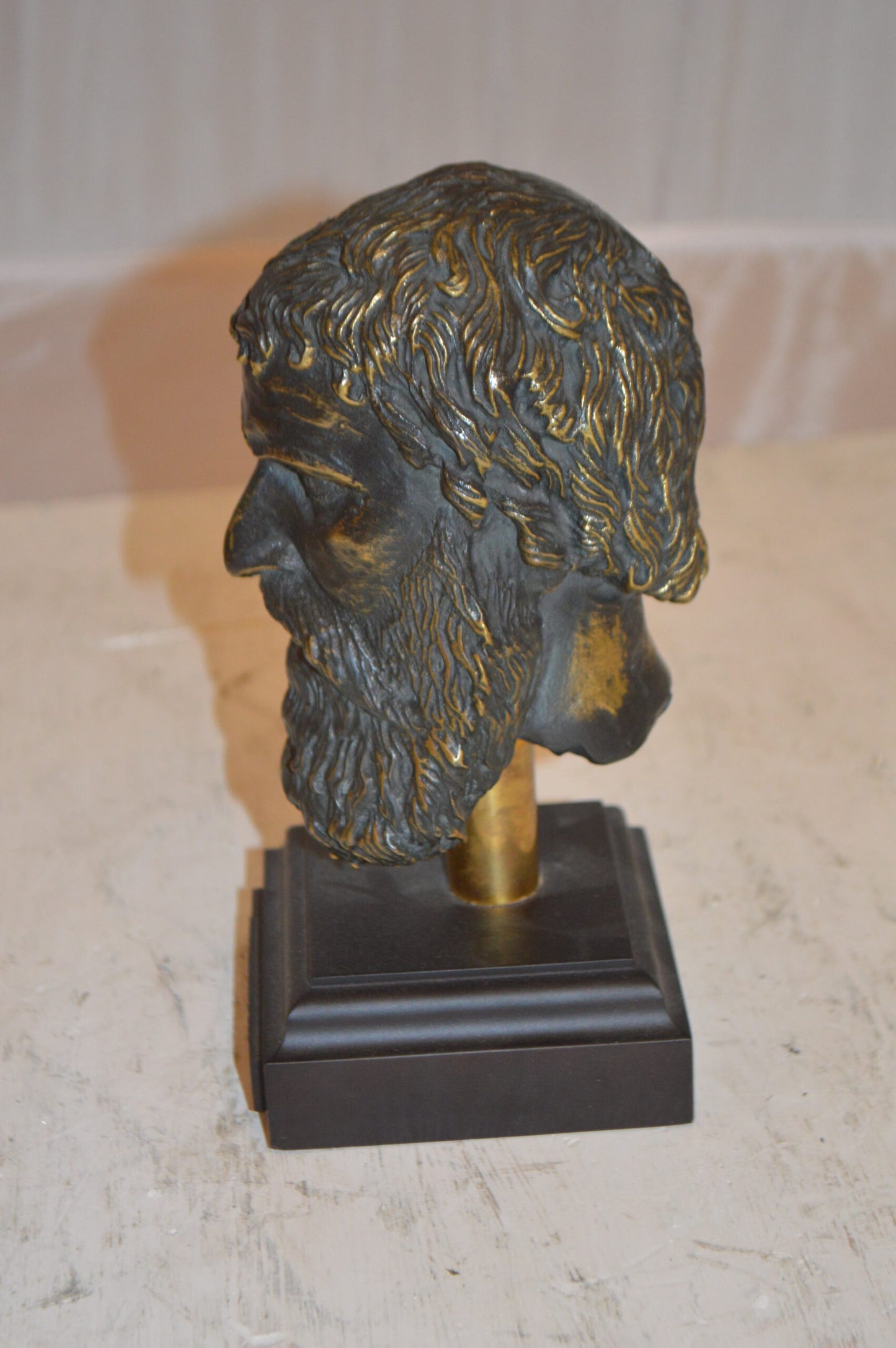 Bronze Head Of King Seuthes III -  Size: 4"L x 4"W x 9"H.