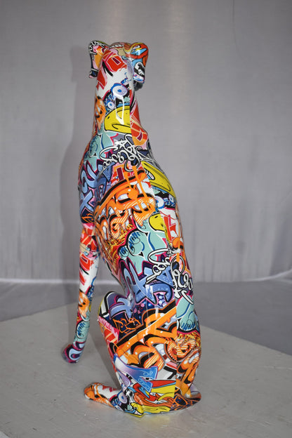 Modern Graffiti Looking Greyhound Dog Made of Resin Size: 12" x 6" x 21"H