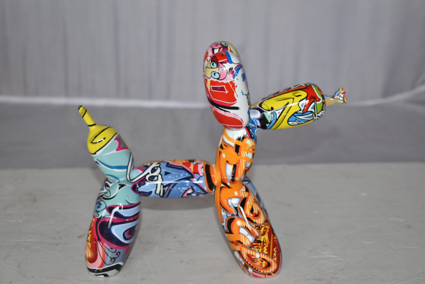 Modern Graffiti Looking Balloon Dog Statue Made of Resin Size: 10" x 4" x 8"H