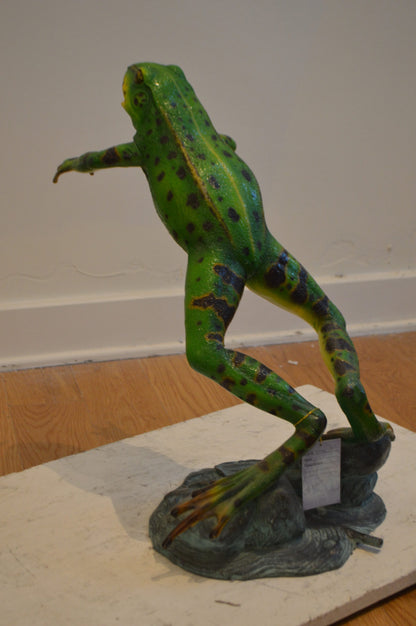 Jumping Frog Bronze Statue Fountain -  Size: 19"L x 12"W x 22"H.