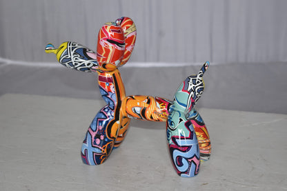 Modern Graffiti Looking Balloon Dog Statue Made of Resin Size: 10" x 4" x 8"H