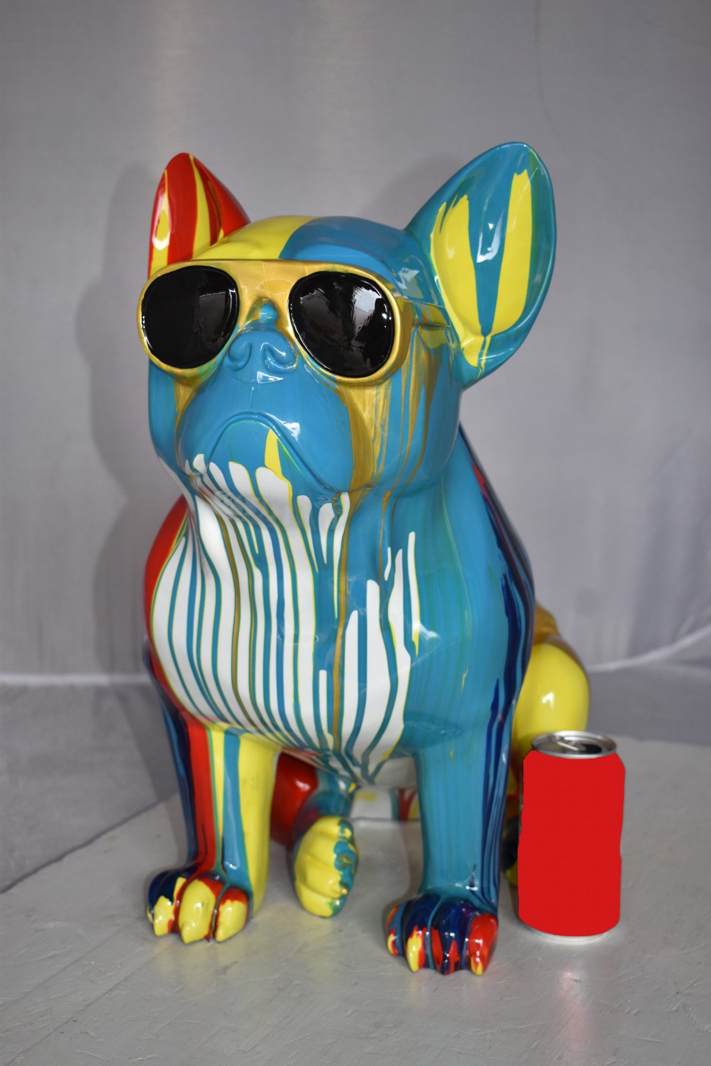 Graffiti Looking French Bulldog with Glasses Resin Statue Size: 19" x 12" x 19"H