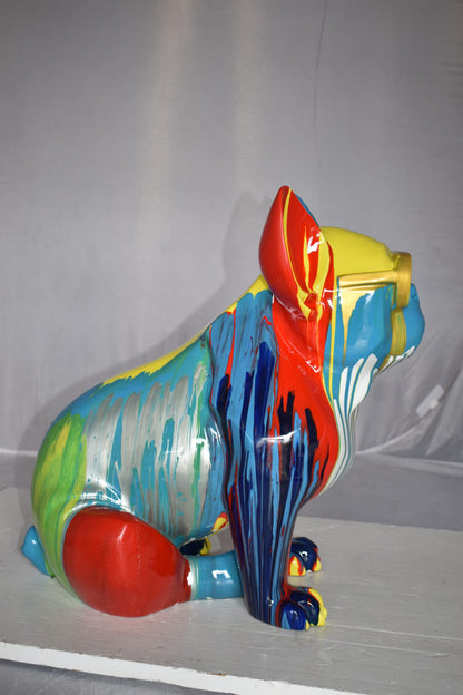 Graffiti Looking French Bulldog with Glasses Resin Statue Size: 19" x 12" x 19"H