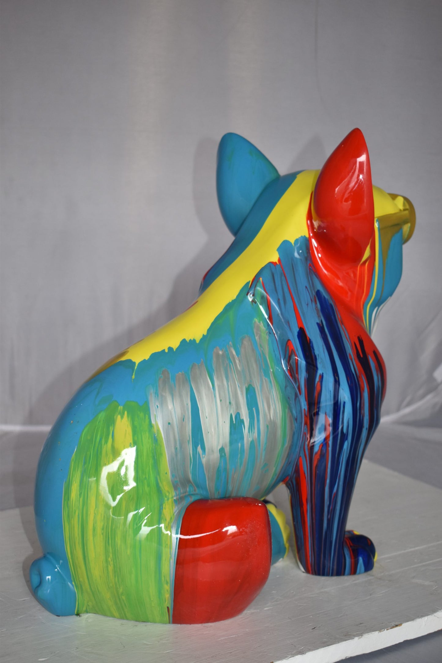 Graffiti Looking French Bulldog with Glasses Resin Statue Size: 19" x 12" x 19"H