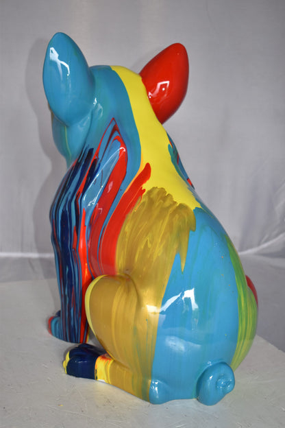 Graffiti Looking French Bulldog with Glasses Resin Statue Size: 19" x 12" x 19"H