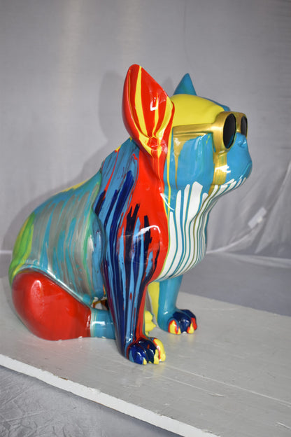 Graffiti Looking French Bulldog with Glasses Resin Statue Size: 19" x 12" x 19"H