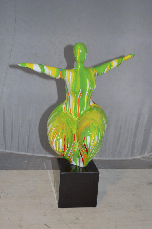 Modern Art Aerobic Lady Resin Statue -  Size: 16"L x 9"W x 22"H.