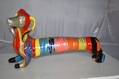 Modern Graffiti Looking Weenie Dachshund Dog Statue from Resin  25" x 10" x 15"H