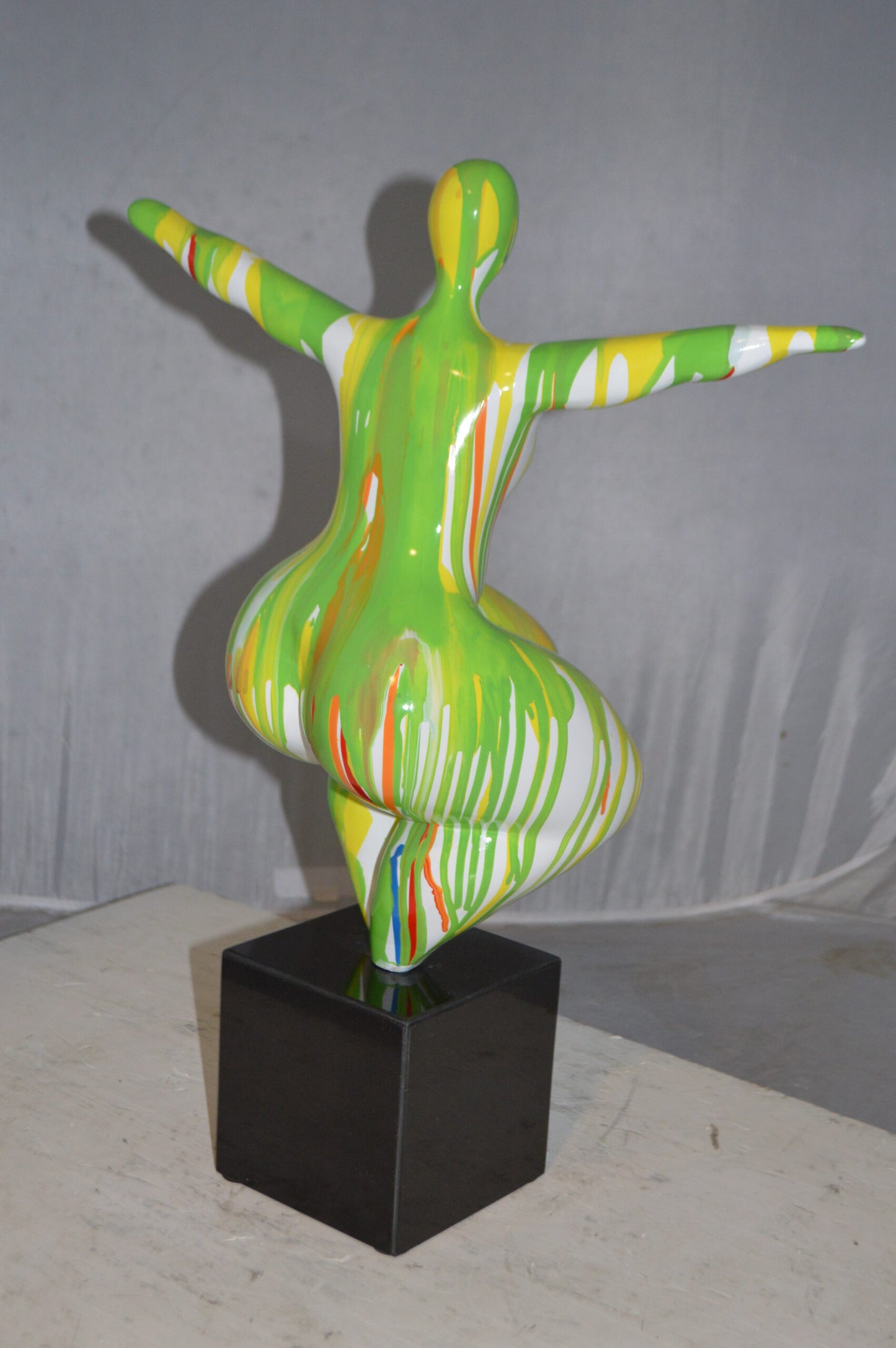 Modern Art Aerobic Lady Resin Statue -  Size: 16"L x 9"W x 22"H.