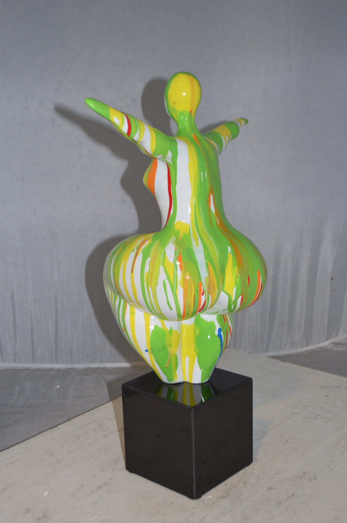 Modern Art Aerobic Lady Resin Statue -  Size: 16"L x 9"W x 22"H.