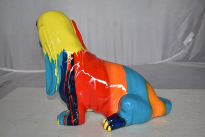 Modern Paint Drops Basset Hound Dog Statue Made of Resin Size: 16" x 8" x 13"H
