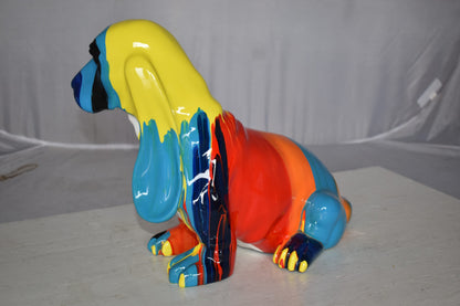 Modern Paint Drops Basset Hound Dog Statue Made of Resin Size: 16" x 8" x 13"H