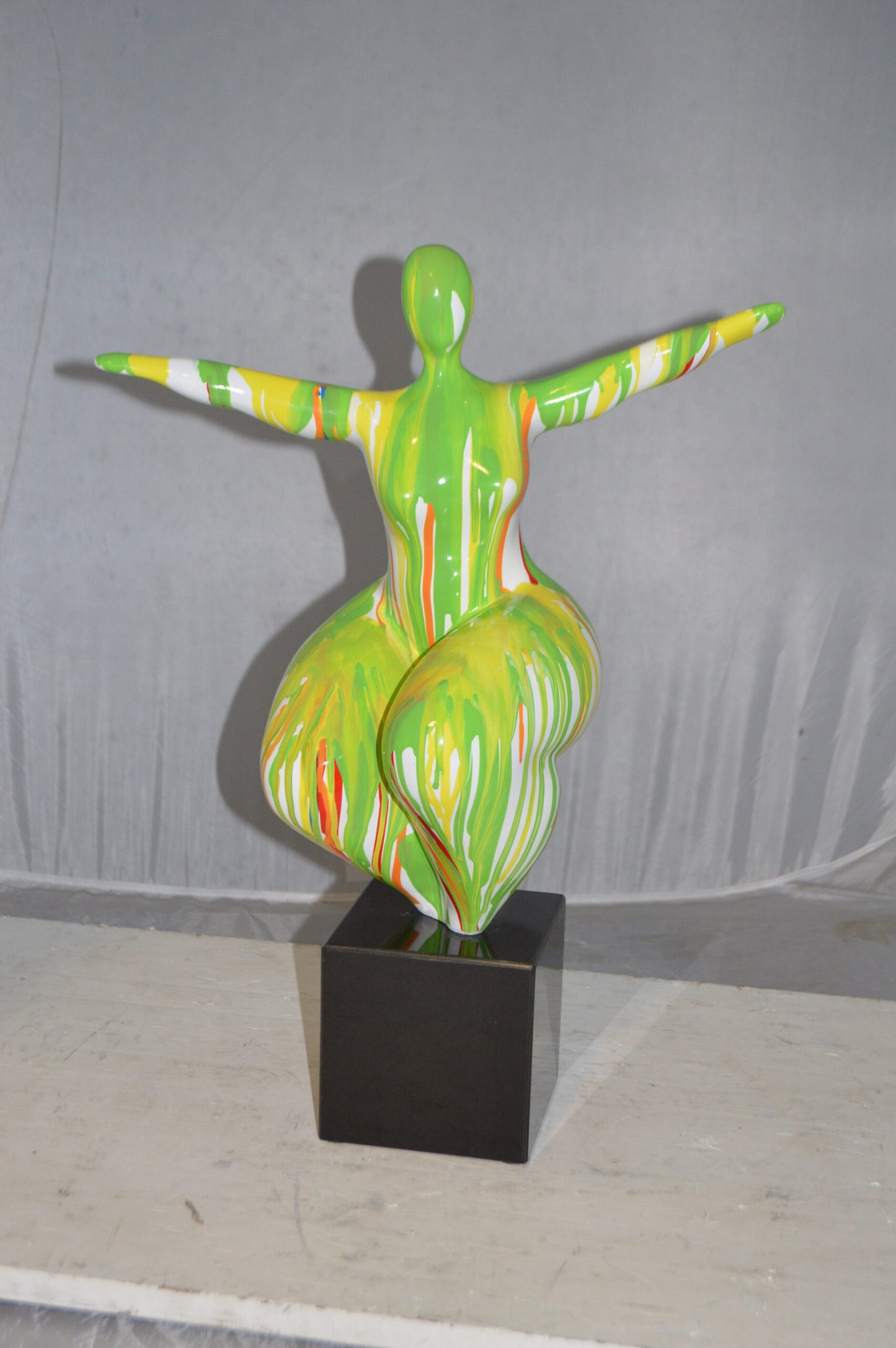 Modern Art Aerobic Lady Resin Statue -  Size: 16"L x 9"W x 22"H.