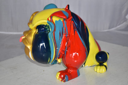 Modern Happy Paint Drops Bulldog Statue Made of Resin Size: 14" x 19" x 10"H