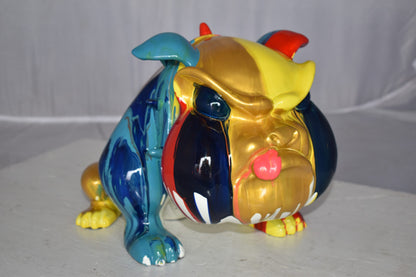 Modern Happy Paint Drops Bulldog Statue Made of Resin Size: 14" x 19" x 10"H