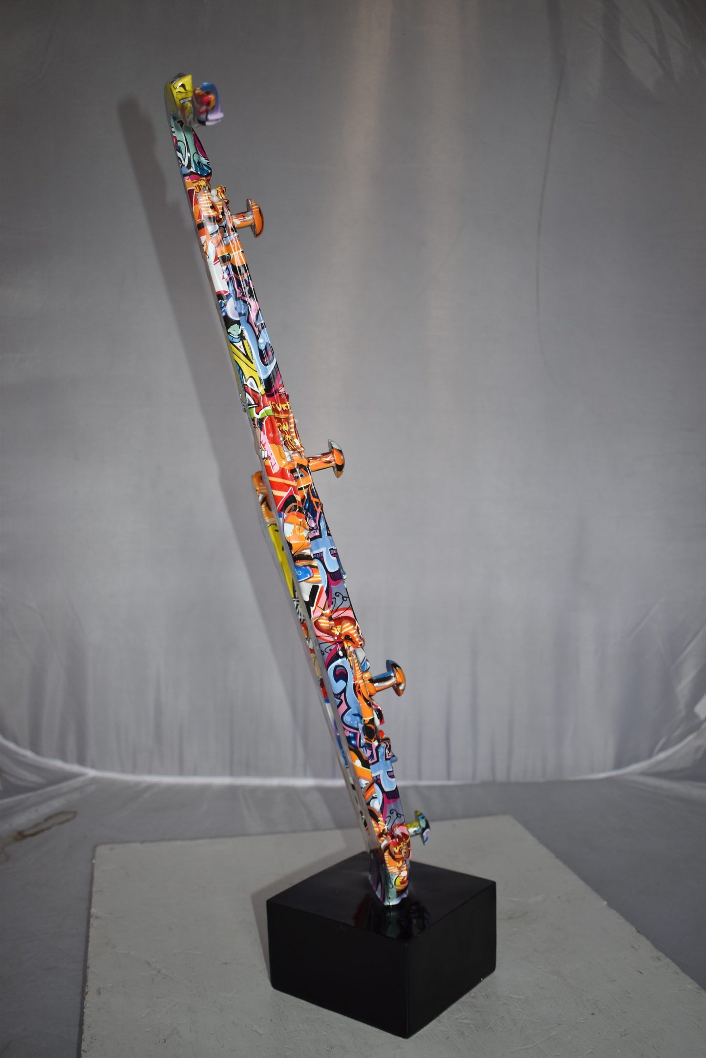 Modern Art Graffiti Saxophone Statue Made of Resin Size: 15" x 9" x 29"H
