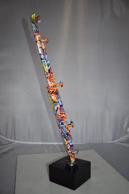 Modern Art Graffiti Saxophone Statue Made of Resin Size: 15" x 9" x 29"H