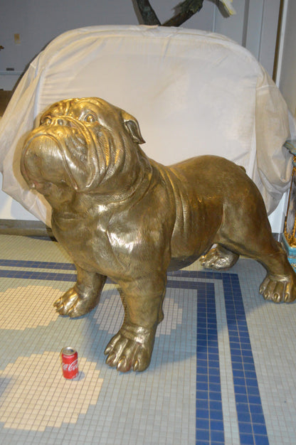 Gold Bulldog Giant Bronze Statue -  Size: 62"L x 26"W x 44"H.