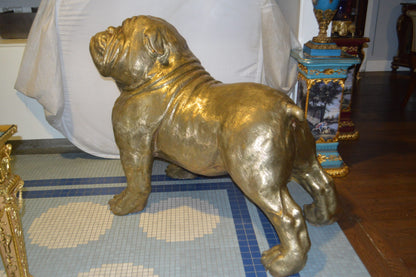 Gold Bulldog Giant Bronze Statue -  Size: 62"L x 26"W x 44"H.